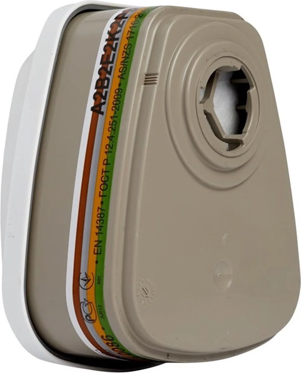 2 stuks 3M 6099 gas- damp- en stoffilter A2B2E2K2P3 by 3M, Grey – product image