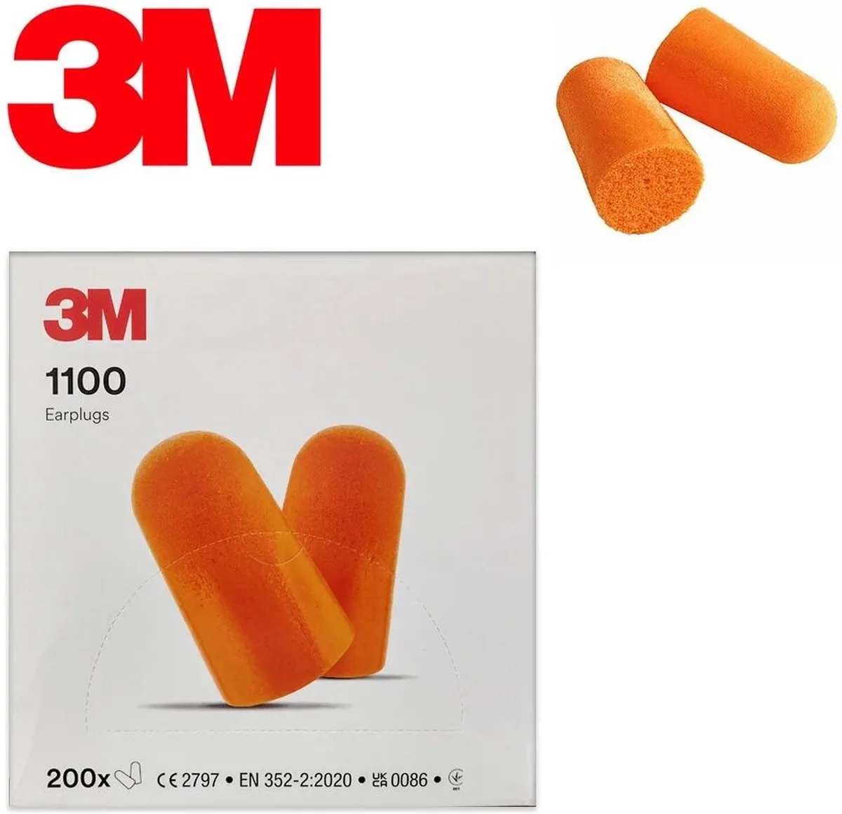 3M 1100 oordoppen - 200 stuks - 37dB - Geluidstoppers - bouw - slapen - geluidsomgeving - HaVre Holland by 3M, Orange – product image