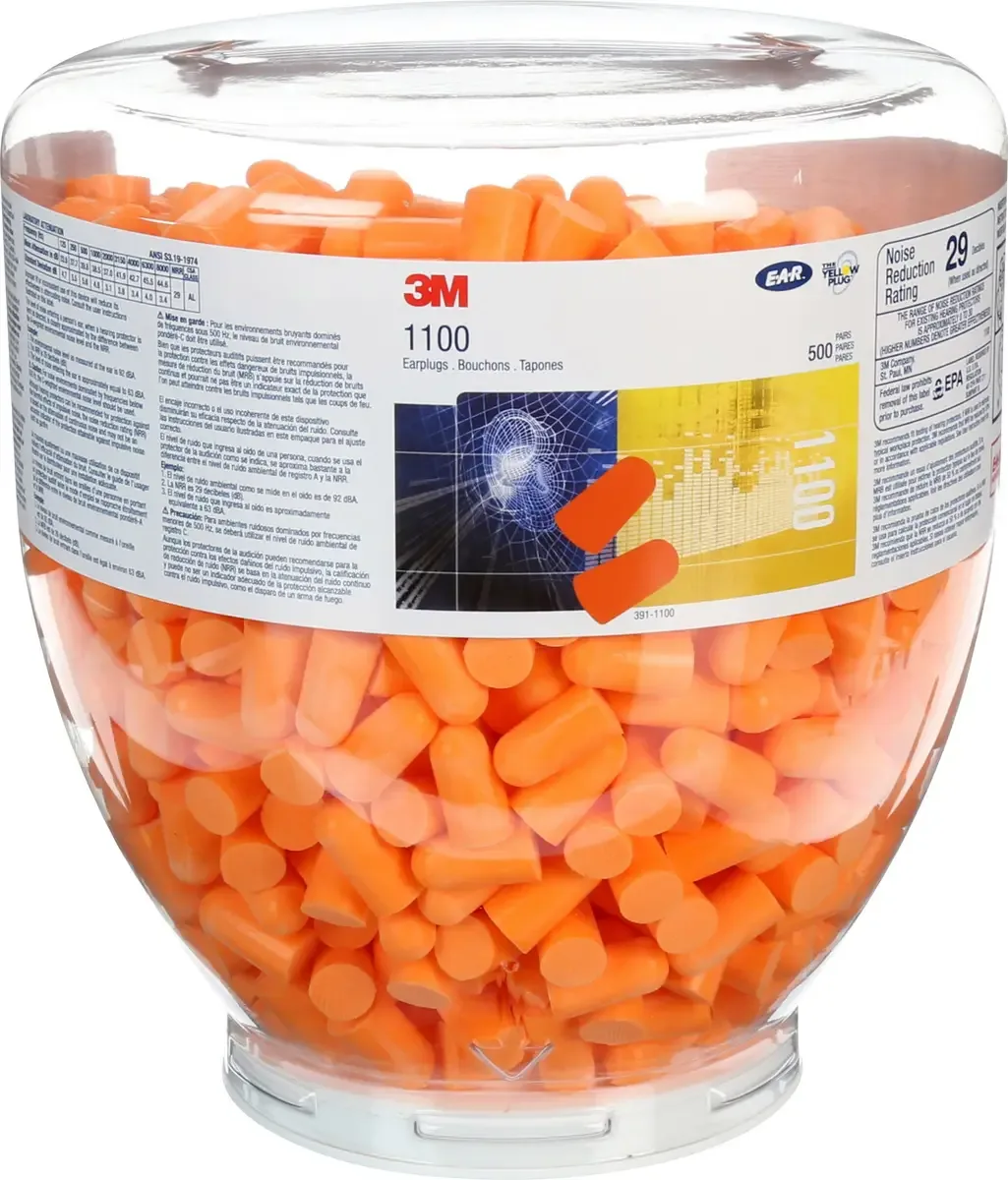 3M 1100B Oordoppen navulverpakking 35 dB Eenmalig gebruik EN 352-2 500 paar van 3M, Oranje – productafbeelding