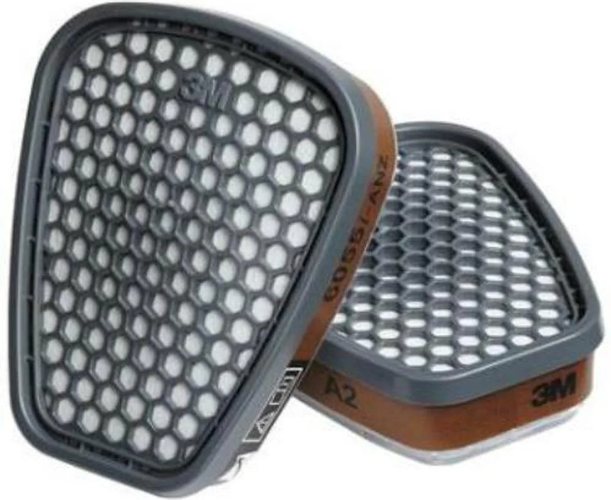 3M 6055 Gas- en dampfilter A2 , Set 2 stuks van 3M, Grijs – productafbeelding