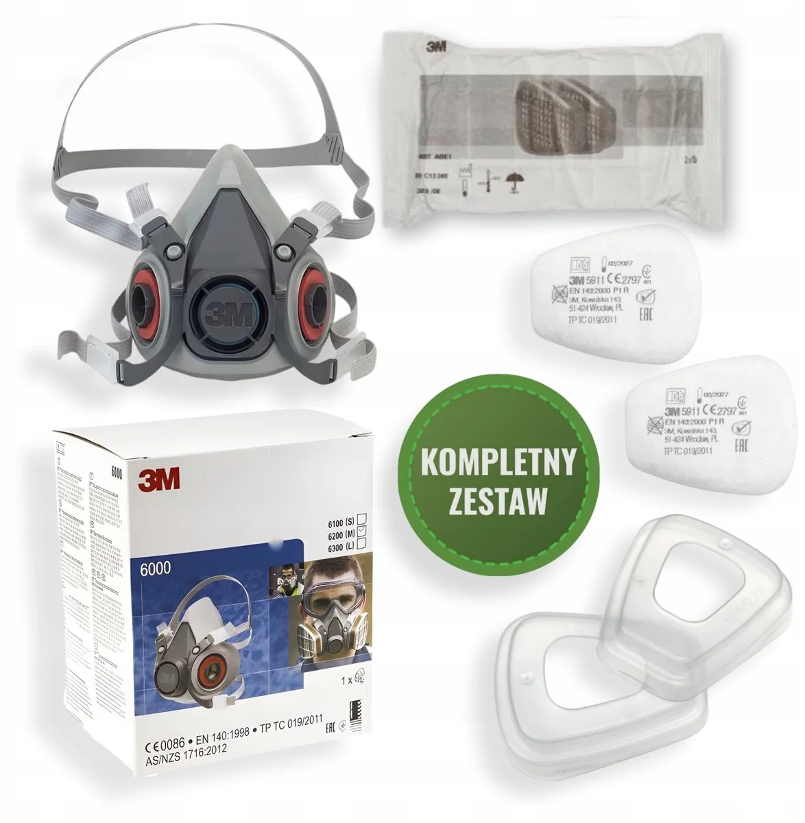 3M 6200 Ademhalingsmasker Set met ABE1 & P1R Filters van 3M – productafbeelding
