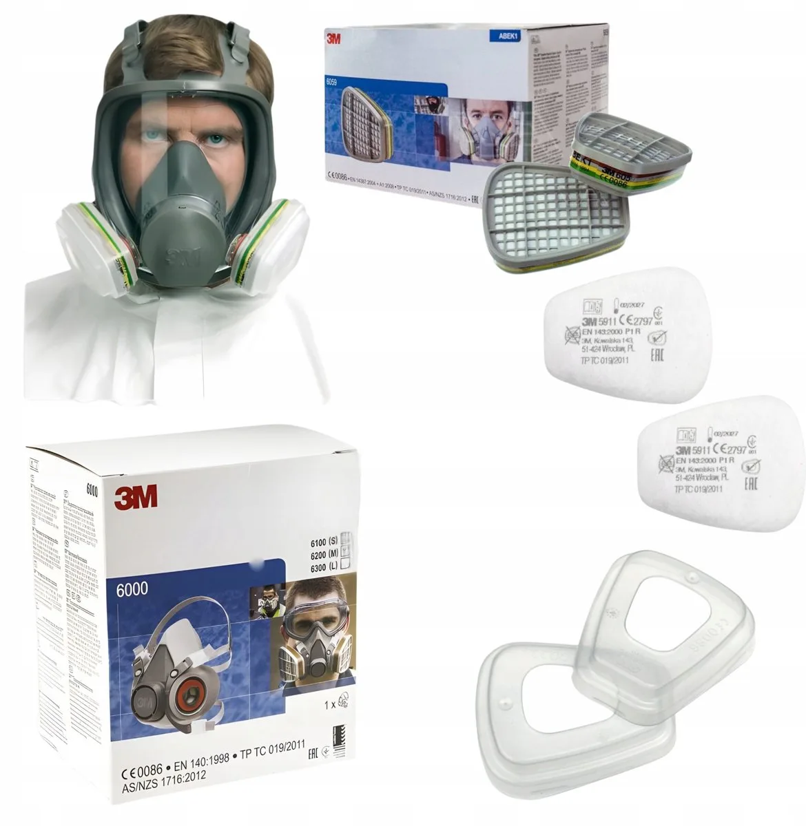3M 6800 Volledig Gezicht Ademhalingsmasker Set M, A1 & P1 Filters de 3M – image du produit