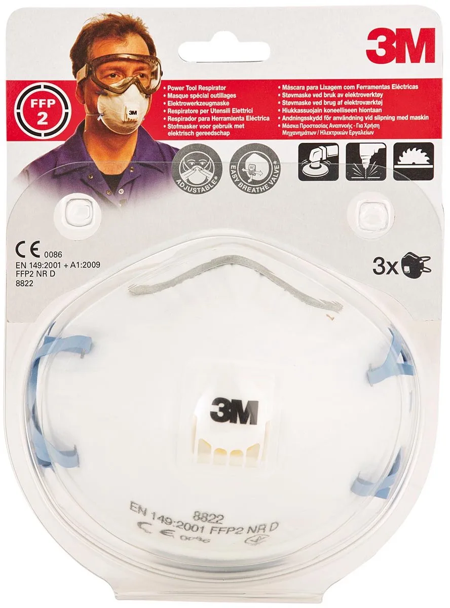 3M 8822C3 Stofmasker met ventiel - FFP2 (3st) von 3M, Weiß – Produktbild