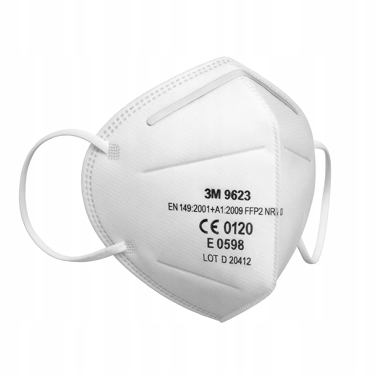 3M 9623 FFP2 stofmasker met neusclip - 1 stuk van 3M, Wit – productafbeelding