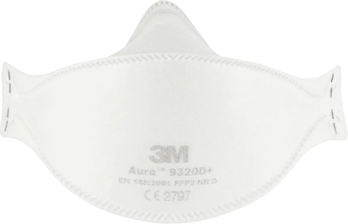 Aura 9320D+ FFP2 stofmasker, 5 stuks, zonder ventiel från 3M – produktbild