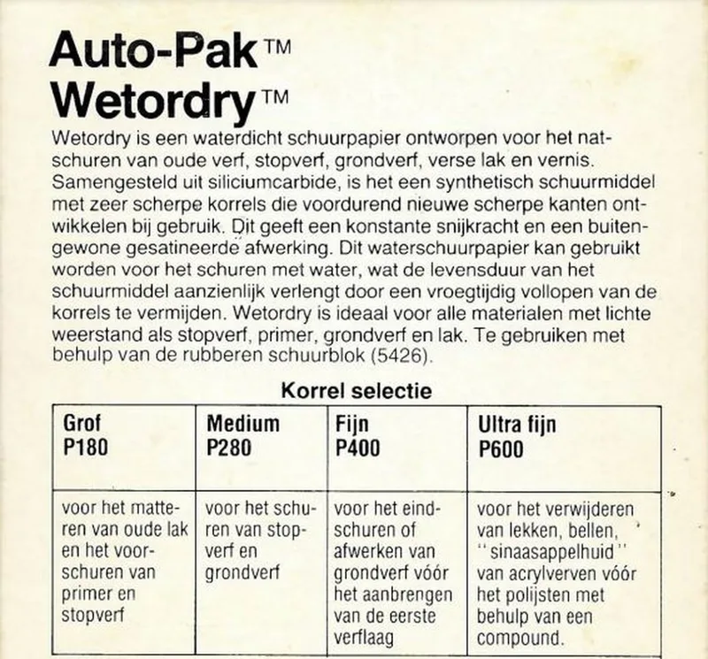Autopak Wetordry Grof ( P180) schuurpapier - Nat schuren van oppervlakken - Prijs per verpakking (4 bladen 93 mm x 230 mm) von 3M – Produktbild