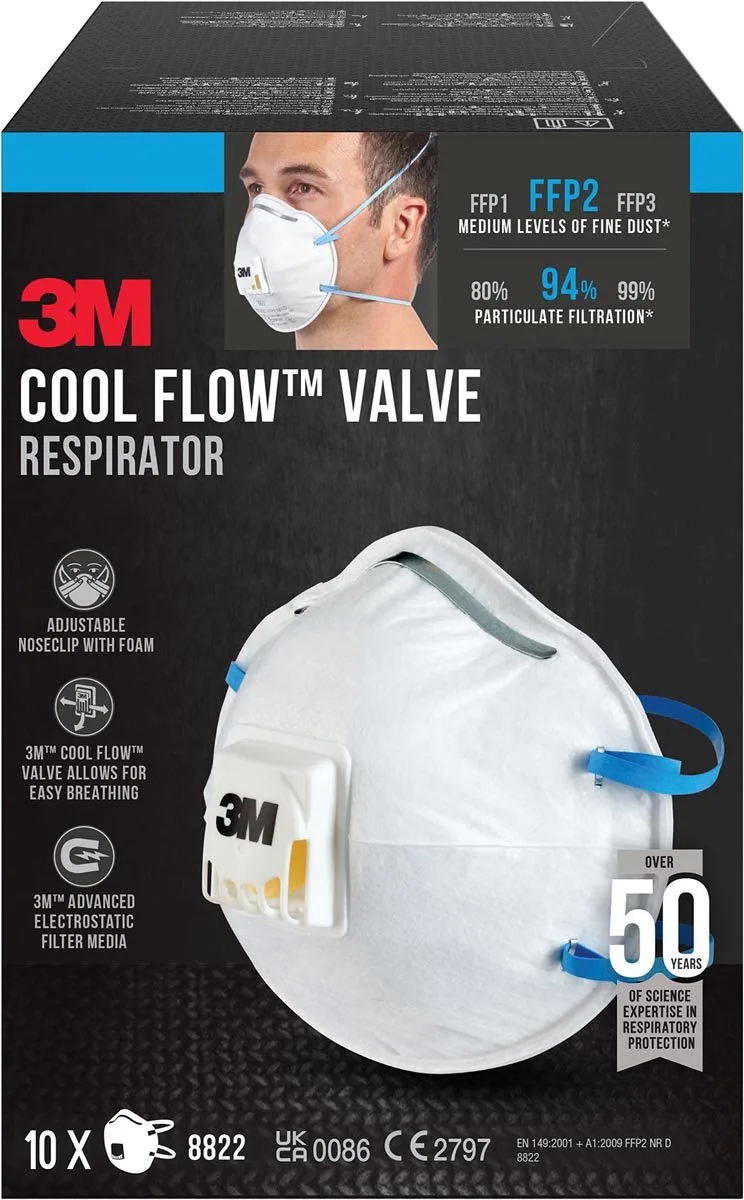 Cool Flow stofmasker, FFP2, met ventiel, pak van 10 stuks von 3M, Weiß – Produktbild