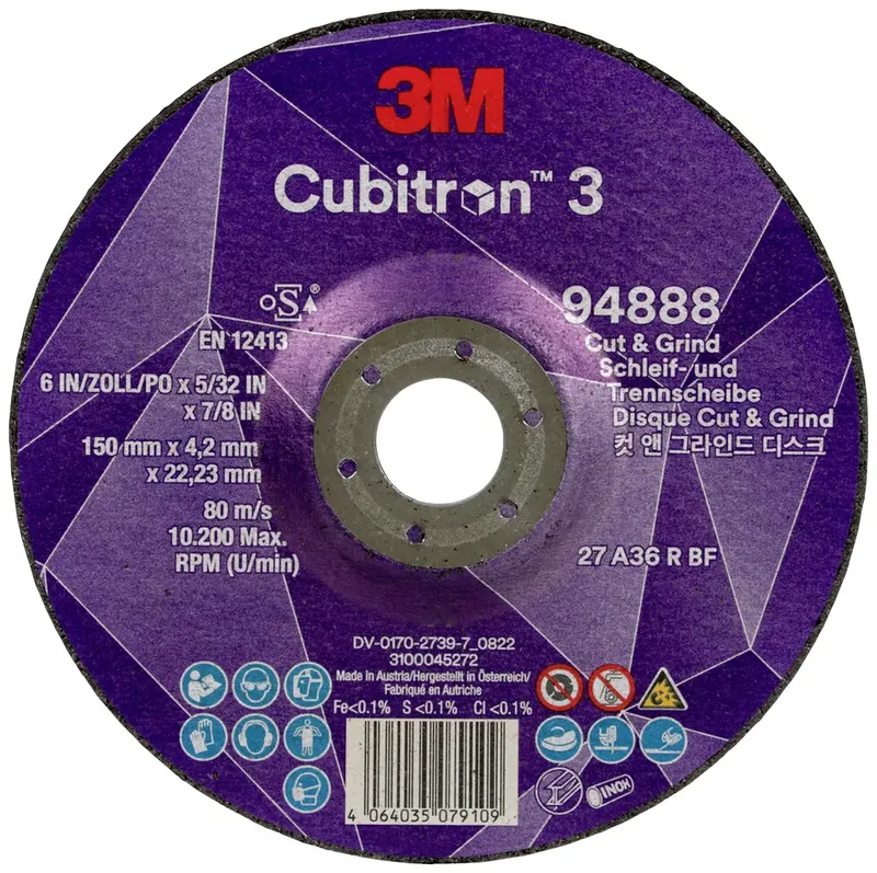 Cubitron 94888 Cubitron™ 3 Cut and Grind Schruppscheibe Durchmesser 150 mm Bohrungs-Ø 22.23 mm 10 St. by 3M – product image