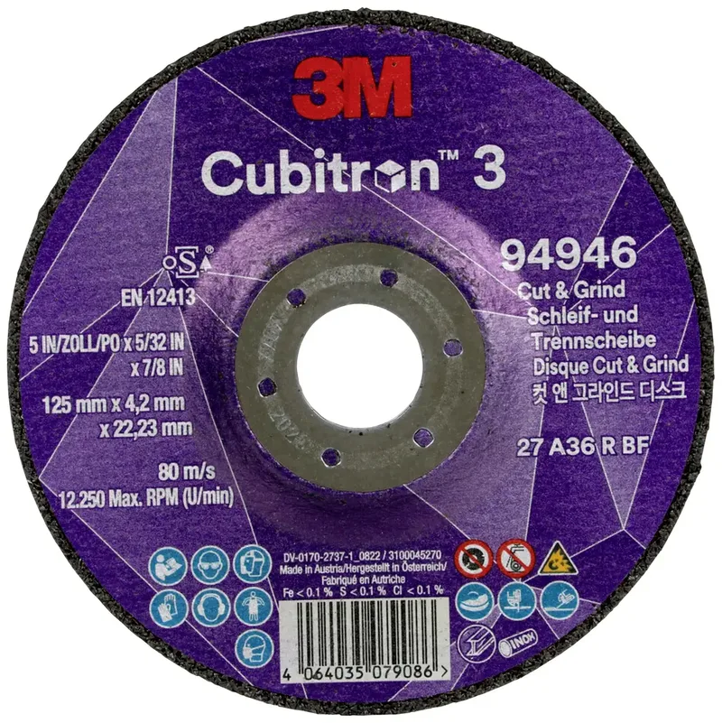 Cubitron 94946 Cubitron™ 3 Cut and Grind Schruppscheibe Durchmesser 125 mm Bohrungs-Ø 22.23 mm 10 St. van 3M – productafbeelding