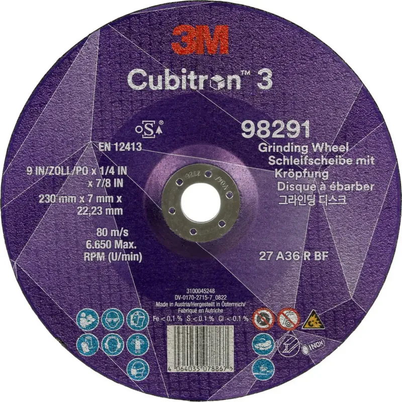 Cubitron 98291 Typ 27 Schruppscheibe Durchmesser 230 mm Bohrungs-Ø 22.23 mm 10 St. van 3M – productafbeelding