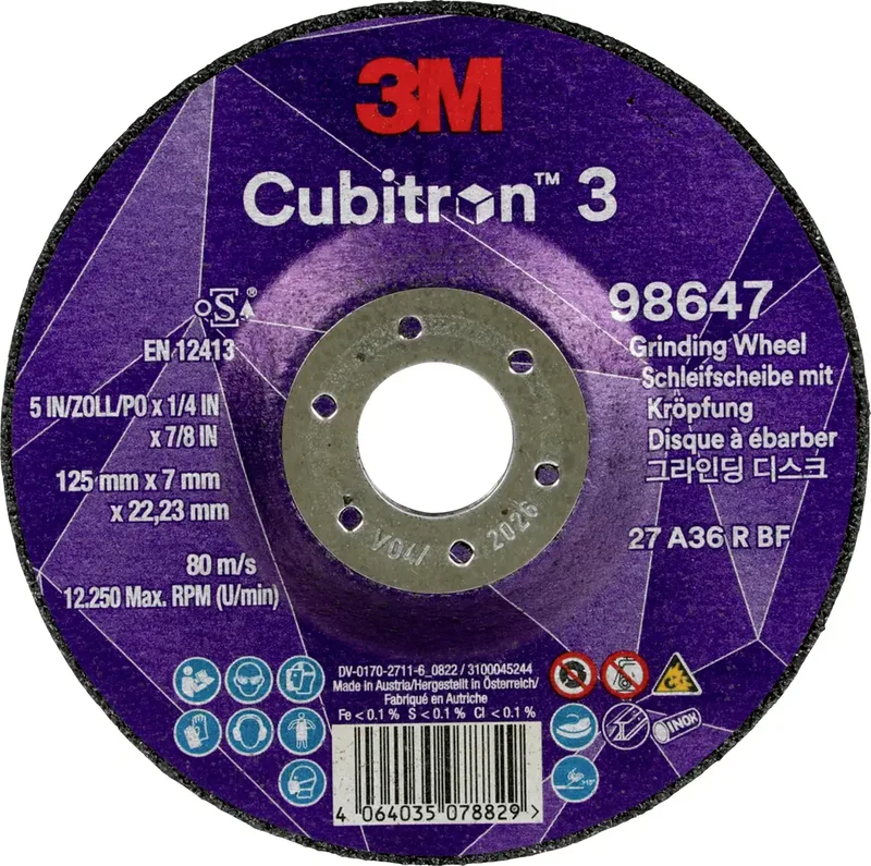 Cubitron 98647 Schruppscheibe Durchmesser 125 mm Bohrungs-Ø 22.23 mm 10 St. de 3M – image du produit 1 sur 2