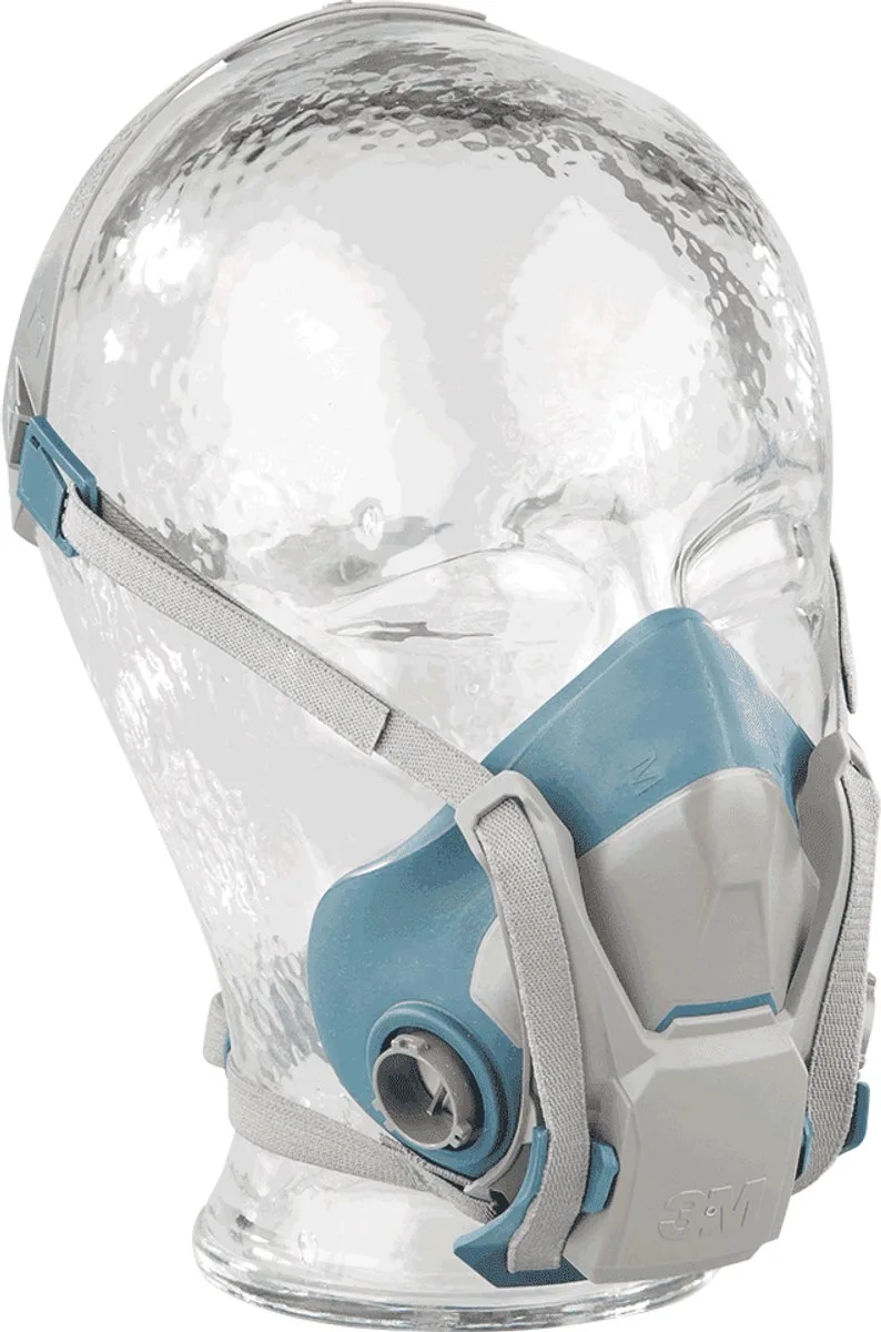 Halfmasker 6502QL Maat M met Quick Latch van 3M, Grijs, Blauw – productafbeelding