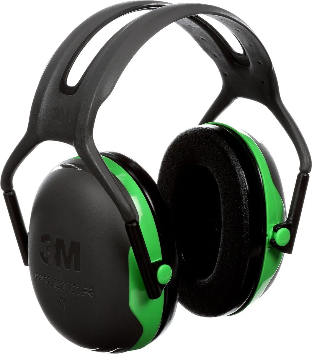 Peltor X1 gehoorbeschermerOorkappen 3M Peltor X1A, met hoofdband van 3M, Zwart, Groen – productafbeelding