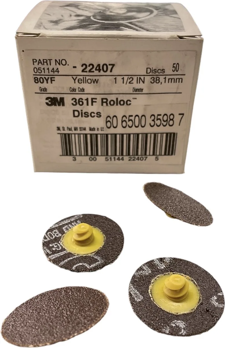 Roloc Schuurschijf art. 22407 - P80 - diameter 38.10 mm - Prijs per doos ( inhoud 50 stuks) von 3M – Produktbild