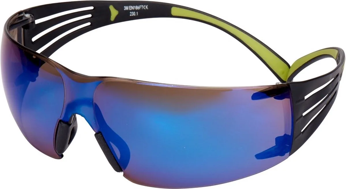 SF408AS-EU Secure Fit 400 Veiligheidsbril - Polycarbonaat - Blauw - Weerspiegelend van 3M, Zwart, Groen – productafbeelding