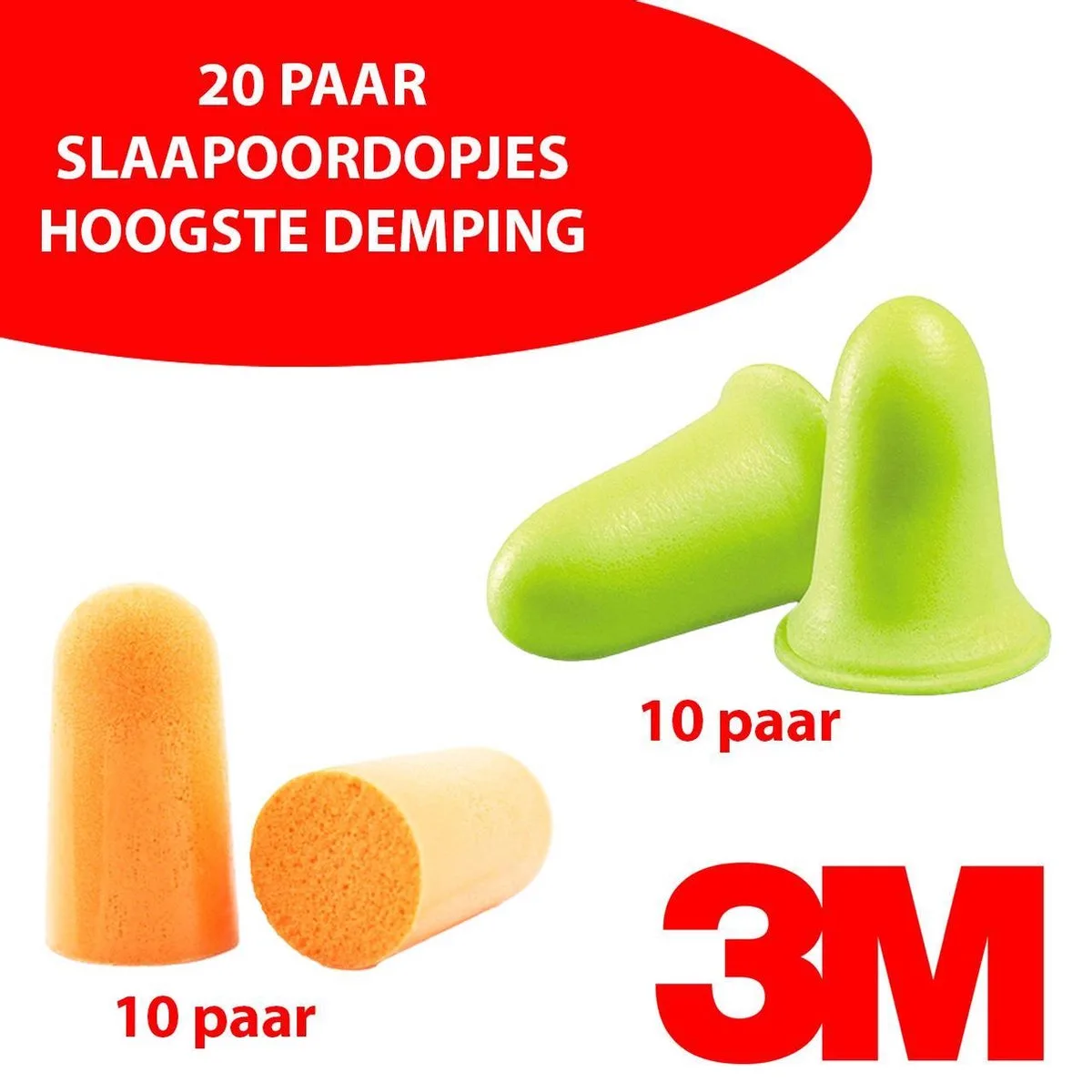 slaapoordoppen assorti - 10 paar Soft FX en 10 paar 1100 - snurken de 3M, Orange – image du produit