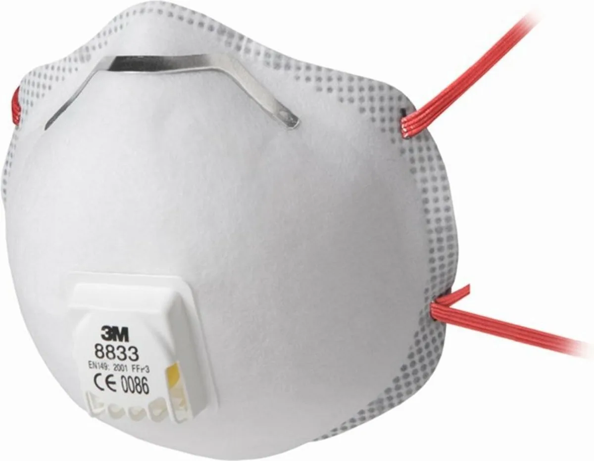stofmasker mondkapje 8833 FFP3 (per 1 stuk) de 3M, Blanc – image du produit