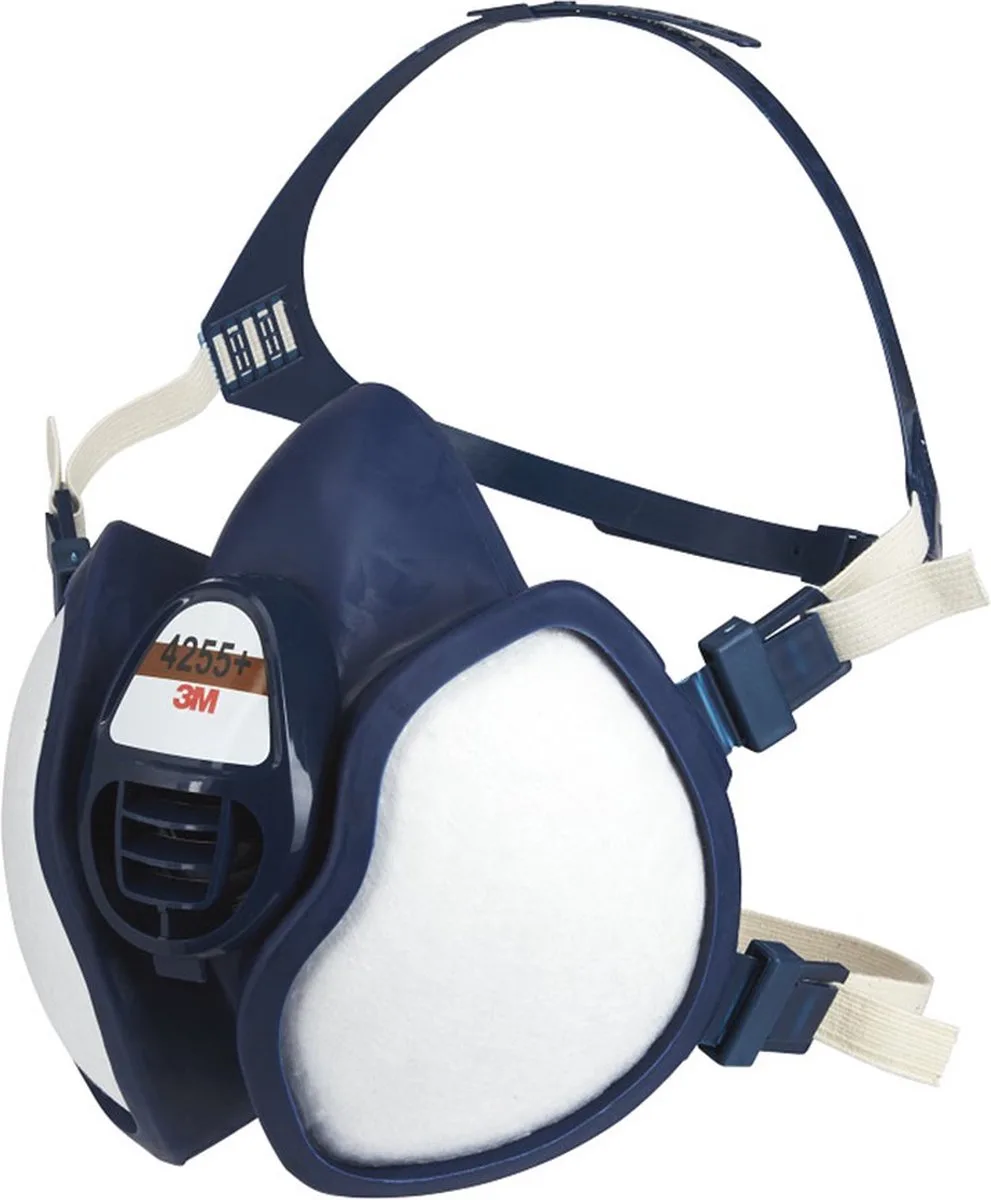 Stofmasker - Voor verfspuiten - Grafitti masker - Gebruiksklaar - A2P3 - Standaard maat van 3M, Blauw, Wit – productafbeelding