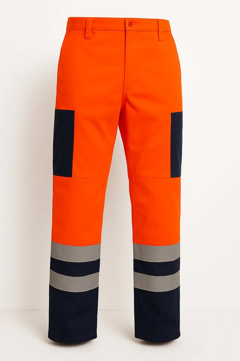 Werkbroek Hoogzichtbaar Oranje – Reflecterend met 3M Scotchlite – Sanfor – 65% Polyester / 35% Katoen – Industrieel Wasbaar tot 60°C – Comfort & Veiligheid van 3M, Oranje, 44 – productafbeelding