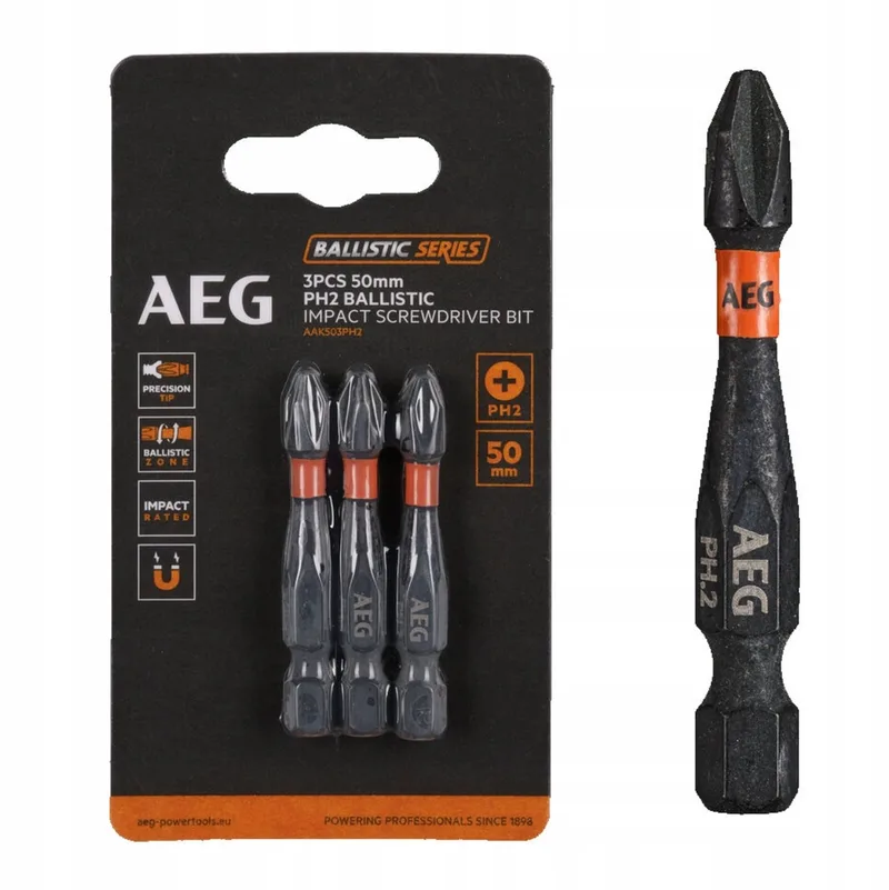 Ballistic PH2 Schroefbits 50mm - 3 Stuks van AEG Powertools – productafbeelding