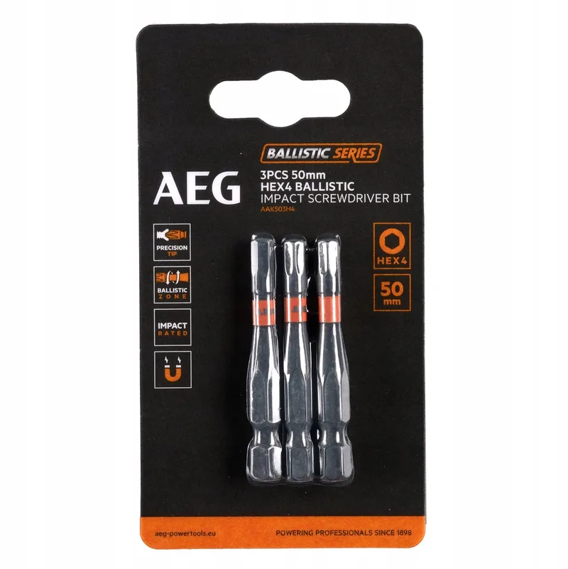 Ballistic Versterkte Bits 50mm HEX 4 SDriver 3st. van AEG Powertools – productafbeelding