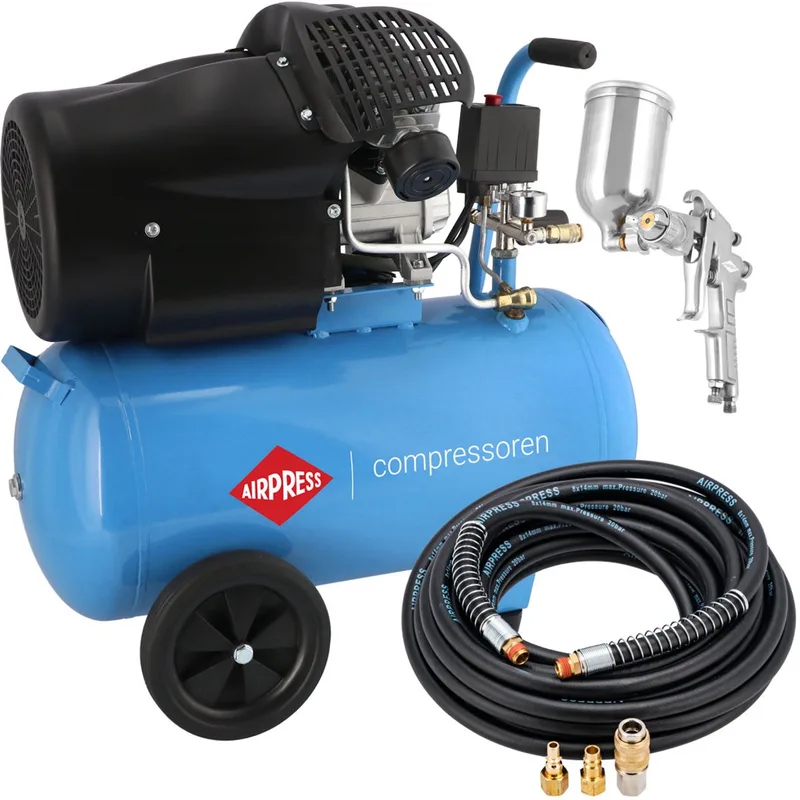 Compressor met accessoires van AIRPRESS, Zwart – productafbeelding