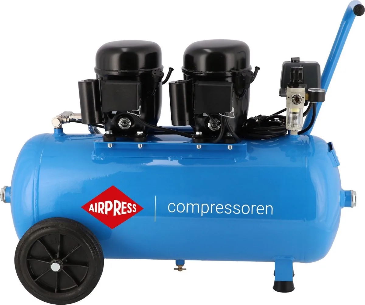 Stille compressor L 100-50 8 bar 1 pk/0.74 kW 64 l/min 50 l von Airpress, Blau – Produktbild