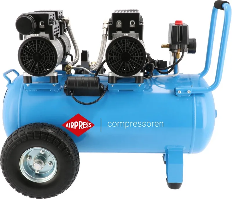 Stille Olievrije Compressor LMO 50-270 8 bar 2 pk/1.5 kW 185 l/min 50 l von Airpress, Blau – Produktbild
