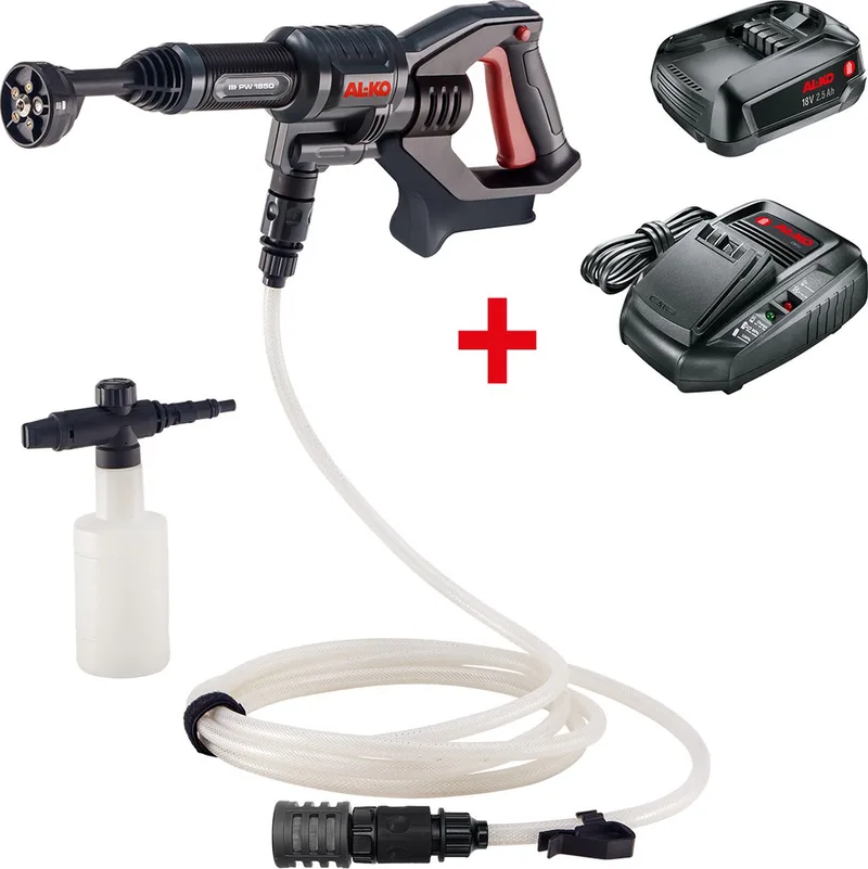 PW 1850 kit (set met batterij en lader) - 18V Accu Hogedrukreiniger - Compatibel met Bosch 18V de AL-KO – image du produit