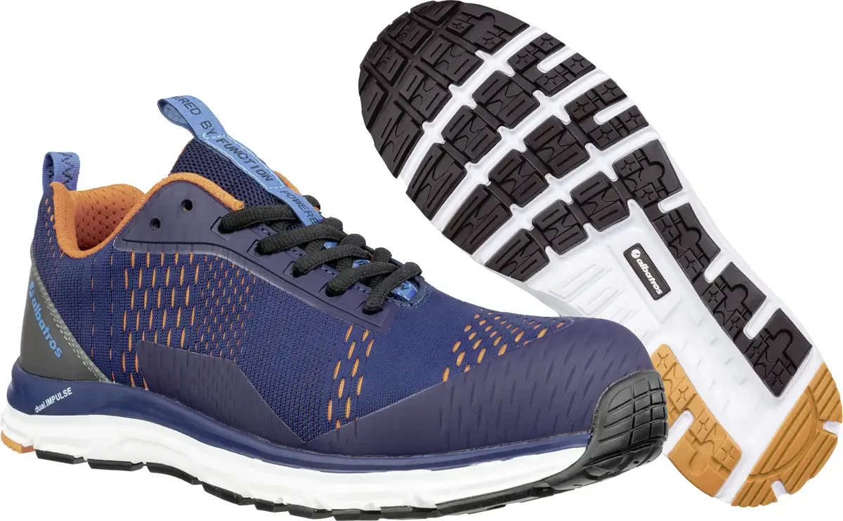 AER55 IMPULSE BLUE ORANGE LOW S1P ESD HRO SRA 647510329000043 Sicherheitsschuh S1 Schuhgröße (EU): 43 Blau, Orange 1 Paar von Albatros, Blau, Orange – Produktbild
