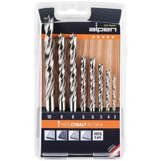 Alpen 0063300008100 Holz-Spiralbohrer 8teilig 3 mm, 4 mm, 5 mm, 6 mm, 6 mm, 8 mm, 8 mm, 10 mm 1 St. de Alpen – image du produit 2 sur 2