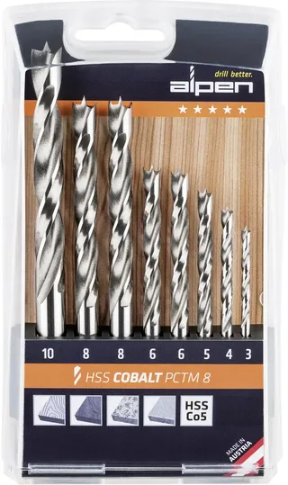Alpen 0063300008100 Holz-Spiralbohrer 8teilig 3 mm, 4 mm, 5 mm, 6 mm, 6 mm, 8 mm, 8 mm, 10 mm 1 St. de Alpen – image du produit 1 sur 2