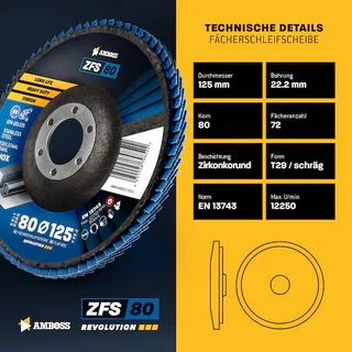 10x Amboss ZFS Fächerschleifscheibe Korn:80 Ø125mm de Amboss – image du produit 2 sur 2