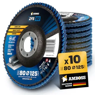 10x Amboss ZFS Fächerschleifscheibe Korn:80 Ø125mm de Amboss – image du produit 1 sur 2