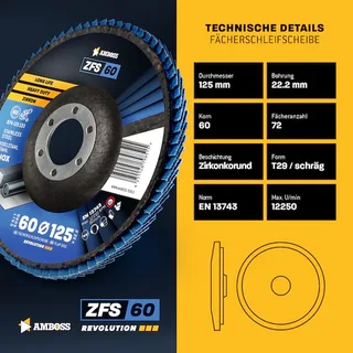 20x Amboss ZFS Fächerschleifscheibe Korn:60 Ø125mm von Amboss – Produktbild 2 von 2
