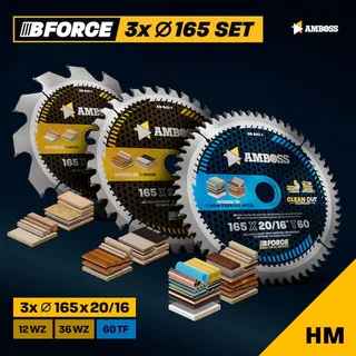 Amboss 3er-Set Ø165 x 20 Kreissägeblatt (Z12,Z36,Z60) de Amboss – image du produit 2 sur 5