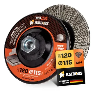 Diamant Fächerschleifscheibe 115mm K120 M14 från Amboss – produktbild 1 av 5