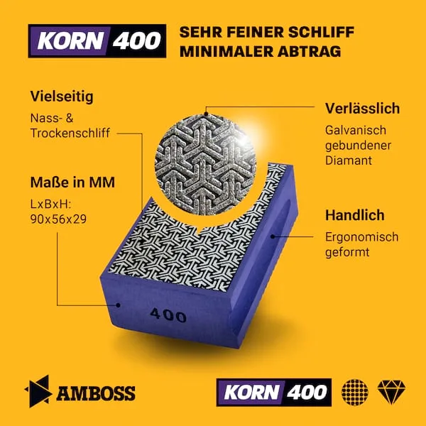Diamant Schleifpad Korn: 400 från Amboss – produktbild 3 av 5