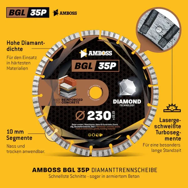 DreamTeam Set - Carbide Wolf Universal HM + Metal Shock 5000+ Stahl + BGL 35P Beton Trennscheiben 230 mm Winkelschleifer Profi Baustelle by Amboss – product image 4 of 4