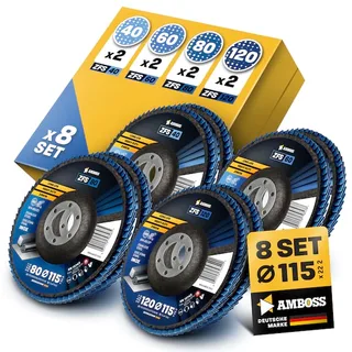 Fächerschleifscheibe Set Ø 115 (8 Stck.) Korn 40-120 by Amboss – product image 1 of 2