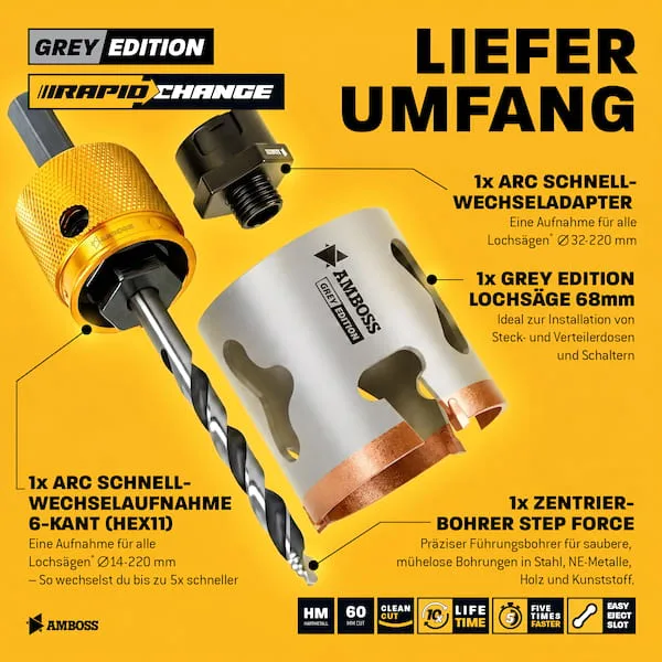 HM Lochsäge 68 mm-(inkl. 6 kant Schnellwechselaufnahme ARC) de Amboss – image du produit 3 sur 5
