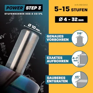 HSS-E Co 5% Stufenbohrer Set 3-teilig 4-12. 4-20. 4-32mm TiAlSiN nano blue coating 3schneider von Amboss – Produktbild 5 von 5
