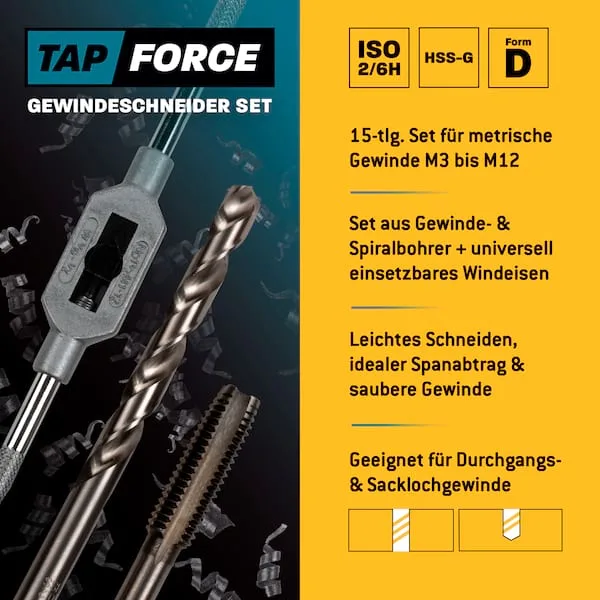 HSS Gewindeschneider Set M3-M12 mit Bohrern by Amboss – product image 3 of 5
