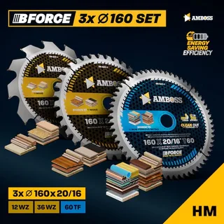 Ø160 Akku Hand- Kreissägeblatt Set passend für Bosch PKS18 Li, Bosch 18V-53, Mafell MS 55 KSP 55 F KSS 400 PSS 3100 SE MT 55 cc von Amboss – Produktbild 2 von 5