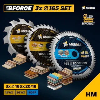 Ø165 Akku Hand- Kreissägeblatt Set passend für Bosch GKS 18v-57g, Bosch GKT 55 GCE, Makita SP6000 von Amboss – Produktbild 2 von 5