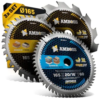 Ø165 Akku Hand- Kreissägeblatt Set passend für Bosch GKS 18v-57g, Bosch GKT 55 GCE, Makita SP6000 von Amboss – Produktbild 1 von 5