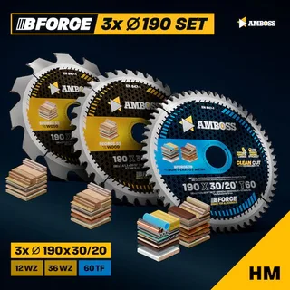 Ø190 Hand- Kreissägeblatt Set passend für Bosch GKS 190, Bosch PKS 66 A. Metabo KS66. Makita 5705R de Amboss – image du produit 2 sur 5