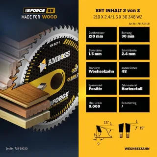 Ø210 Hand- Kreissägeblatt Set passend für Makita 5008 MG, Festool TS75EBQ by Amboss – product image 4 of 5