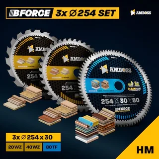 Ø254 Tisch- Kreissägeblatt Set passend für Bosch GTS 10, PTS 10, PTS 100 T, Festool TKS80, Scheppach HS105, Metabo TK250, TS254 von Amboss – Produktbild 2 von 5
