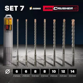 SDS+ Hammerbohrer Set 7tlg. 4X Schneiden PGM Ø 6-14mm x 210mm de Amboss – image du produit 2 sur 5